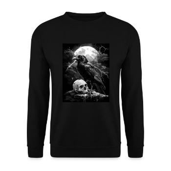 Raven Skull Moon Dark Gothic Black Crow - Unisex Sweatshirt - black - Front - Alina (178cm) & Michal (187cm)