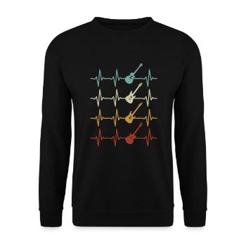 Gitarren Herzschlag Gitarrist Musiker Gitarre - Unisex Pullover - Schwarz - Vorne - Alina (178cm) & Michal (187cm)