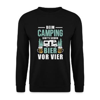 Camping Bier vor vier Wohnmobil Camper - Unisex Pullover - Schwarz - Vorne - Alina (178cm) & Michal (187cm)