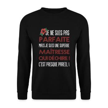 maîtresse qui déchire | cadeau pour sa maîtresse - Sweat-shirt Unisexe - noir - Devant - Alina (178cm) & Michal (187cm)