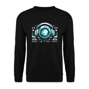 Funky DJ Kopfhörer – Musik & Party Vibes - Unisex Pullover - Schwarz - Vorne - Alina (178cm) & Michal (187cm)