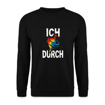Lustiger Spruch Humor Ich Dreh Durch Geschenkidee - Unisex Pullover - Schwarz - Vorne - Alina (178cm) & Michal (187cm)