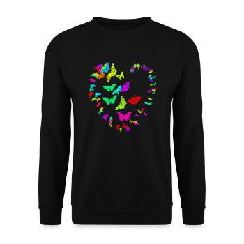 Heart made of butterflies - metallic - Unisex Sweatshirt - black - Front - Alina (178cm) & Michal (187cm)