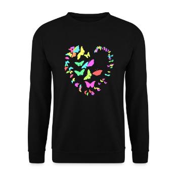Heart made of butterflies - uni - Unisex Sweatshirt - black - Front - Alina (178cm) & Michal (187cm)