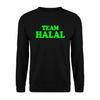 Team halal - Unisex Pullover - Schwarz - Vorne - Alina (178cm) & Michal (187cm)