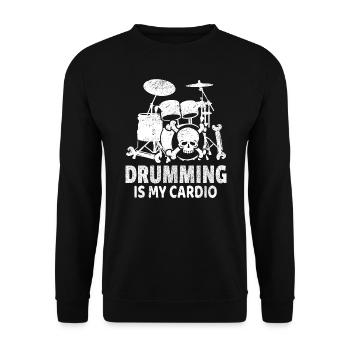 Trommeln ist mein Cardio Drummer Drum Player Geschenk - Unisex Pullover - Schwarz - Vorne - Alina (178cm) & Michal (187cm)