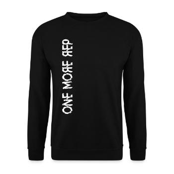 ONE MORE REP Gym Design Fitness Studio Geschenk - Unisex Pullover - Schwarz - Vorne - Alina (178cm) & Michal (187cm)