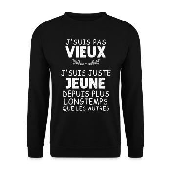 Je Suis Jeune Humour Retraité Cadeau Papa - Sweat-shirt Unisexe - noir - Devant - Alina (178cm) & Michal (187cm)