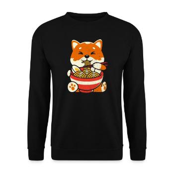 Retro Ramen Fuchs Shirt Ramen Nudeln - Unisex Pullover - Schwarz - Vorne - Alina (178cm) & Michal (187cm)