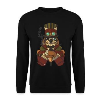Steampunk Sloth - Unisex Sweatshirt - black - Front - Alina (178cm) & Michal (187cm)