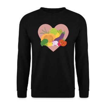 Gemüse Veggie Bio Vegan Vegetarisch Geschenkidee - Unisex Pullover - Schwarz - Vorne - Alina (178cm) & Michal (187cm)