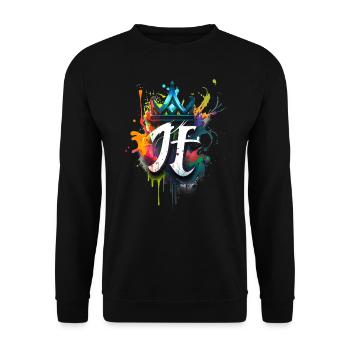 Graffiti Buchstabe H bunt mit Krone - Unisex Pullover - Schwarz - Vorne - Alina (178cm) & Michal (187cm)