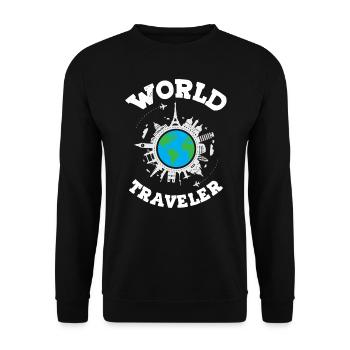 Worlds Traveler - Unisex Sweatshirt - black - Front - Alina (178cm) & Michal (187cm)