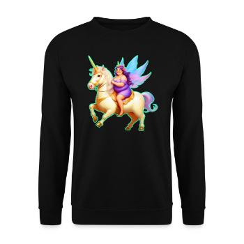 Mignonne grosse fée sur licorne - Sweat-shirt Unisexe - noir - Devant - Alina (178cm) & Michal (187cm)