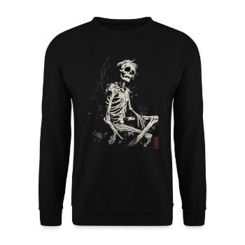 Sitting Skeleton - Unisex Sweatshirt - black - Front - Alina (178cm) & Michal (187cm)