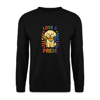 Love & Pride – Maltipoo avec cœur arc-en-ciel - Sweat-shirt Unisexe - noir - Devant - Alina (178cm) & Michal (187cm)
