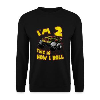 2eme anniversaire monstre camion cadeau voiture enfants - Sweat-shirt Unisexe - noir - Devant - Alina (178cm) & Michal (187cm)