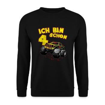 Oui je suis 4 camion d'anniversaire cadeau monstre - Sweat-shirt Unisexe - noir - Devant - Alina (178cm) & Michal (187cm)
