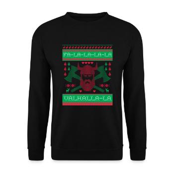 Viking Ugly Christmas| Valhalla Chant viking - Sweat-shirt Unisexe - noir - Devant - Alina (178cm) & Michal (187cm)
