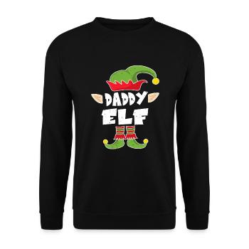 Dad Elf Christmas Gift Father Christmas - Unisex Sweatshirt - black - Front - Alina (178cm) & Michal (187cm)