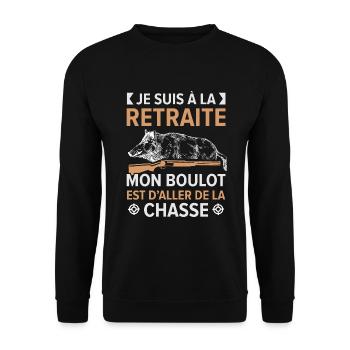 chasseur,chasse,retraité,cadeau de retraite - Sweat-shirt Unisexe - noir - Devant - Alina (178cm) & Michal (187cm)