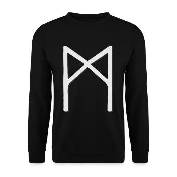 Futhark Runic Alphabet Mannaz - Unisex Sweatshirt - black - Front - Alina (178cm) & Michal (187cm)