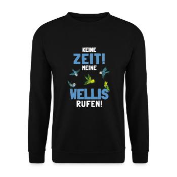 Wellensittich Sittiche Welli Figur Sittichhalter - Unisex Pullover - Schwarz - Vorne - Alina (178cm) & Michal (187cm)