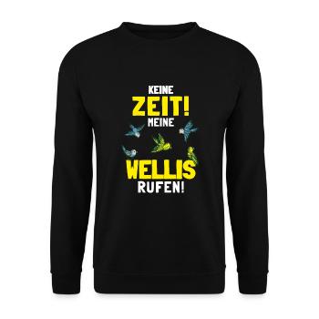 Wellensittich Sittiche Welli Figur Sittichhalter - Unisex Pullover - Schwarz - Vorne - Alina (178cm) & Michal (187cm)