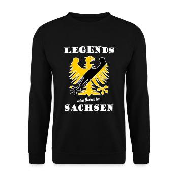 Legends of Saxony - Unisex Pullover - Schwarz - Vorne - Alina (178cm) & Michal (187cm)