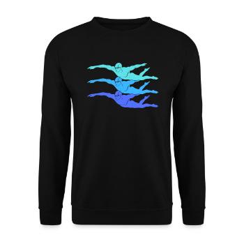 Schwimmen Schwimmsport Kinder Schwimm Schwimmer - Unisex Pullover - Schwarz - Vorne - Alina (178cm) & Michal (187cm)