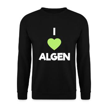 i love algen - Unisex Pullover - Schwarz - Vorne - Alina (178cm) & Michal (187cm)
