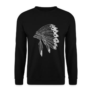 Indianer - Unisex Pullover - Schwarz - Vorne - Alina (178cm) & Michal (187cm)