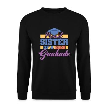 Stolze Schwester eines Absolventen 2022 - Abschlussgeschenke - Unisex Pullover - Schwarz - Vorne - Alina (178cm) & Michal (187cm)