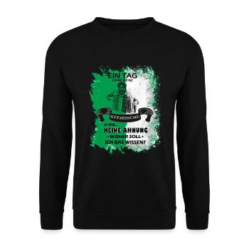 Steiermark Spruch Steirische Harmonika - Unisex Pullover - Schwarz - Vorne - Alina (178cm) & Michal (187cm)