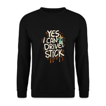 Halloween, Yes I can drive a stick - Unisex Sweatshirt - black - Front - Alina (178cm) & Michal (187cm)