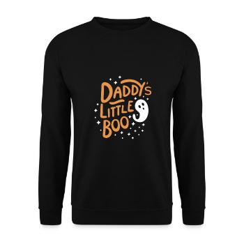 Papas kleiner Buh, Frohes Halloween - Unisex Pullover - Schwarz - Vorne - Alina (178cm) & Michal (187cm)