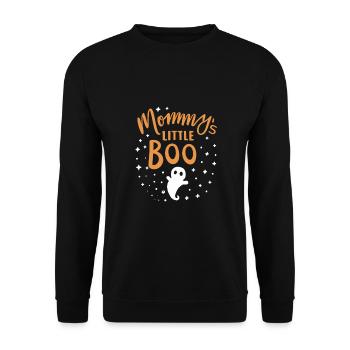 Mamas kleiner Buh, Frohes Halloween - Unisex Pullover - Schwarz - Vorne - Alina (178cm) & Michal (187cm)
