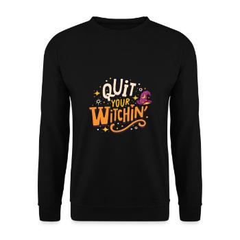 Beenden Sie Ihre Hexerei, Halloween-Feier - Unisex Pullover - Schwarz - Vorne - Alina (178cm) & Michal (187cm)