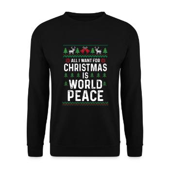 All I want for Christmas is world peace - Unisex Sweatshirt - black - Front - Alina (178cm) & Michal (187cm)