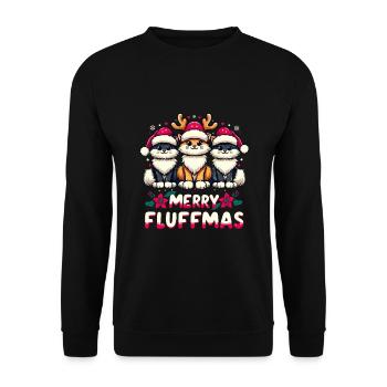 Frohe Weihnachten, frohe Fluffmas - Unisex Pullover - Schwarz - Vorne - Alina (178cm) & Michal (187cm)
