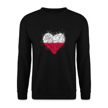 Herz Polen Flagge Vintage - Unisex Pullover - Schwarz - Vorne - Alina (178cm) & Michal (187cm)