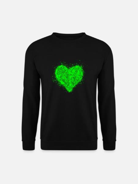 Herz Neongrün Vintage <3 - Unisex Pullover - Schwarz