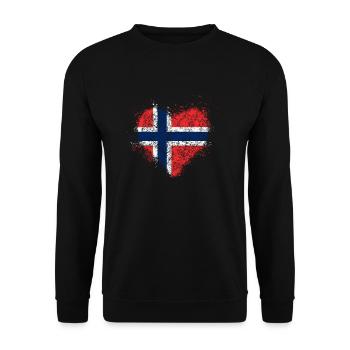 Herz Norwegen Flagge - Unisex Pullover - Schwarz - Vorne - Alina (178cm) & Michal (187cm)