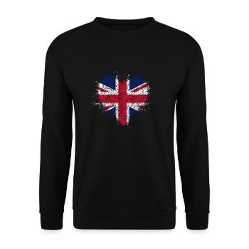 Herz Großbritannien Flagge Vintage - Unisex Pullover - Schwarz - Vorne - Alina (178cm) & Michal (187cm)