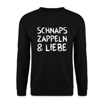 Schnaps zappeln und Liebe - Unisex Pullover - Schwarz - Vorne - Alina (178cm) & Michal (187cm)