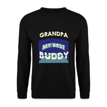 Grandpa my best Buddy, Erinnerungen, Geschenkidee - Unisex Pullover - Schwarz - Vorne - Alina (178cm) & Michal (187cm)