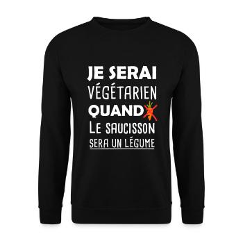 Cadeau humour végétarien anti vegan vegetarien - Sweat-shirt Unisexe - noir - Devant - Alina (178cm) & Michal (187cm)