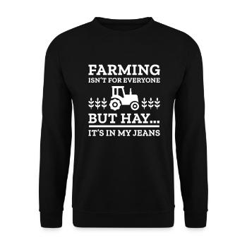 Landwirtschaft ist nicht jedermanns Sache, aber Heu ist in meiner Jeans - Unisex Pullover - Schwarz - Vorne - Alina (178cm) & Michal (187cm)