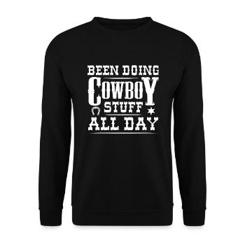Been Doing Cowboy Stuff All Day - Unisex Sweatshirt - black - Front - Alina (178cm) & Michal (187cm)