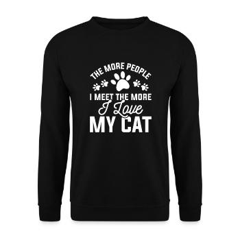 Ich liebe meine Katze - Unisex Pullover - Schwarz - Vorne - Alina (178cm) & Michal (187cm)
